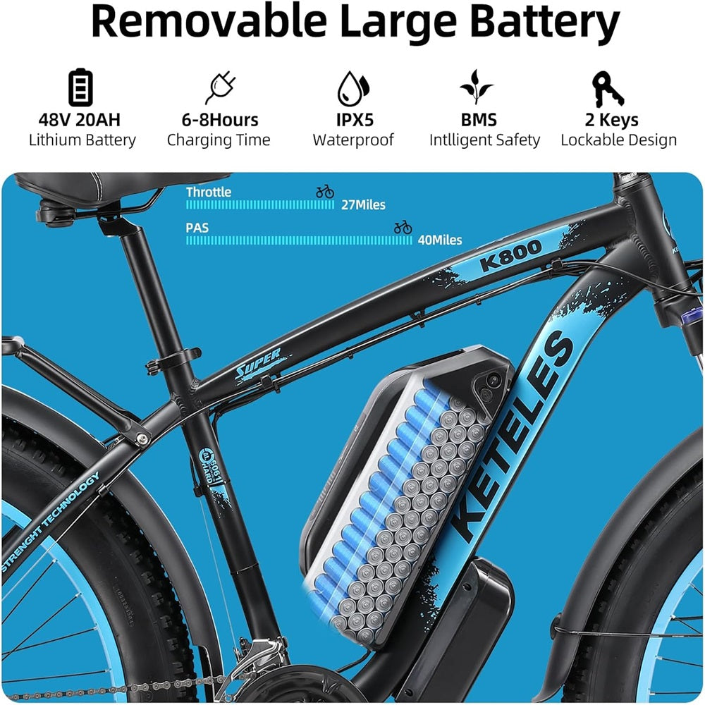 K800 1000W 48V20AH Battery